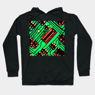 circuitboard pattern futuristic cyberpunk electronics wires Hoodie